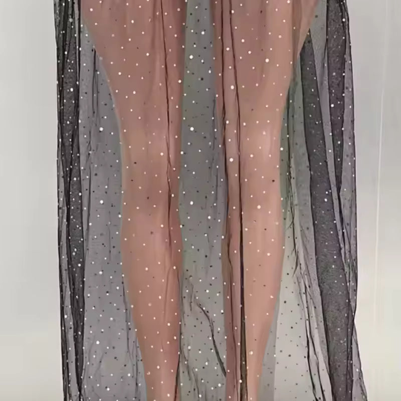 Yiling unique crystal sequins evening dress net lace fringe long dress club dress black sexy jazz singer dancer stage costume