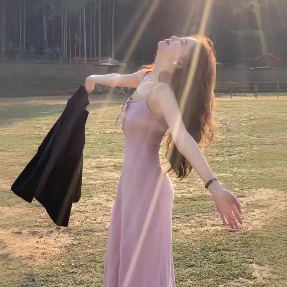 New Chic Long Strapless Dress Women's Inner Wear Slimming Sexy Black Gown for Autumn Summer Outerwear Fashionable Casual Dress