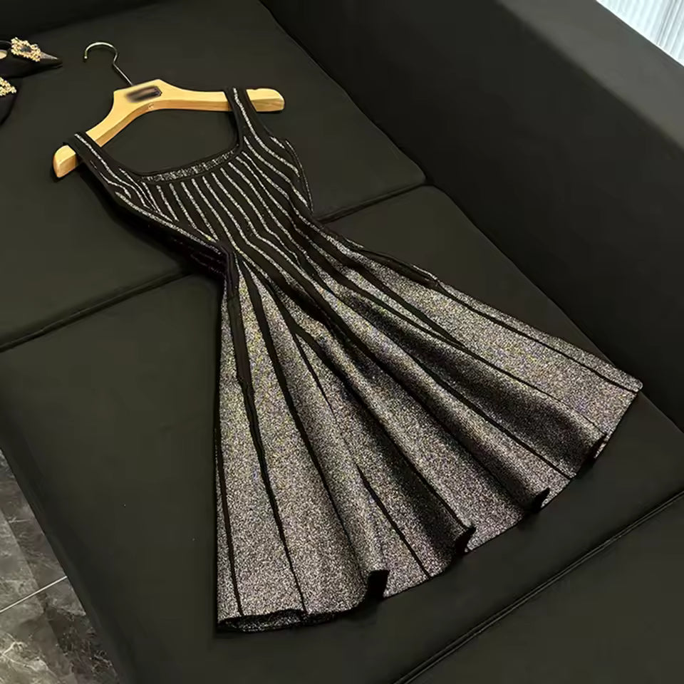 Slimming Sexy Mini Dresses For Women Square Sleeveless Backless High Waist Dreped Dress Female Style New KDR512598