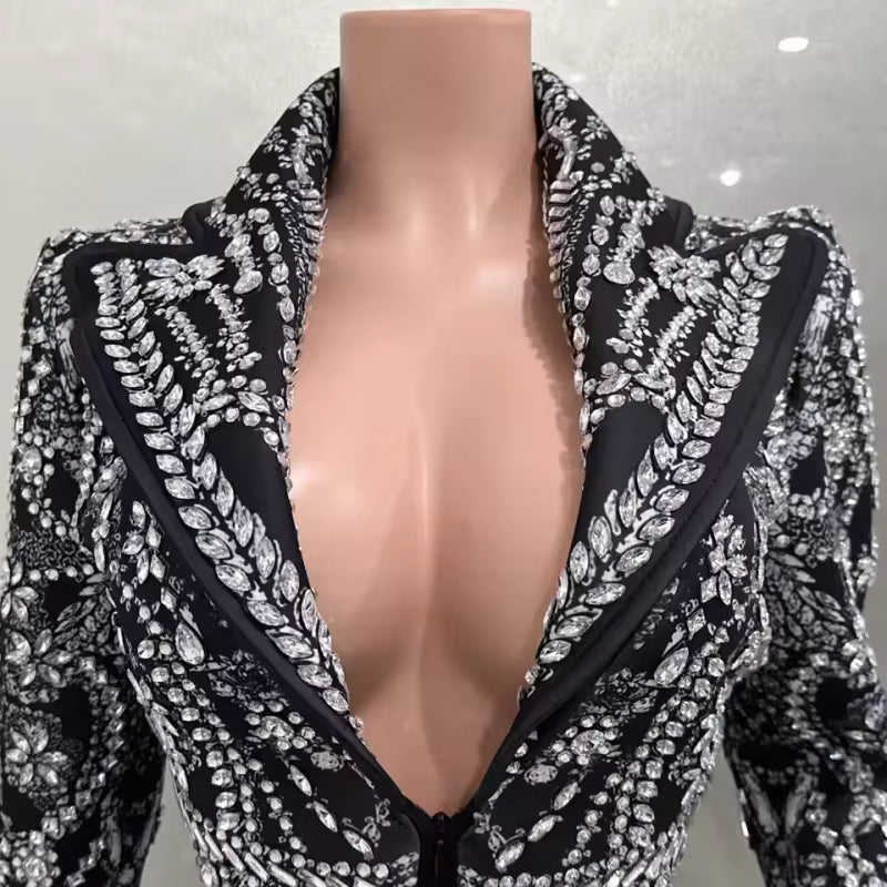 Yiling unique crystal sequins evening dress net lace fringe long dress club dress black sexy jazz singer dancer stage costume
