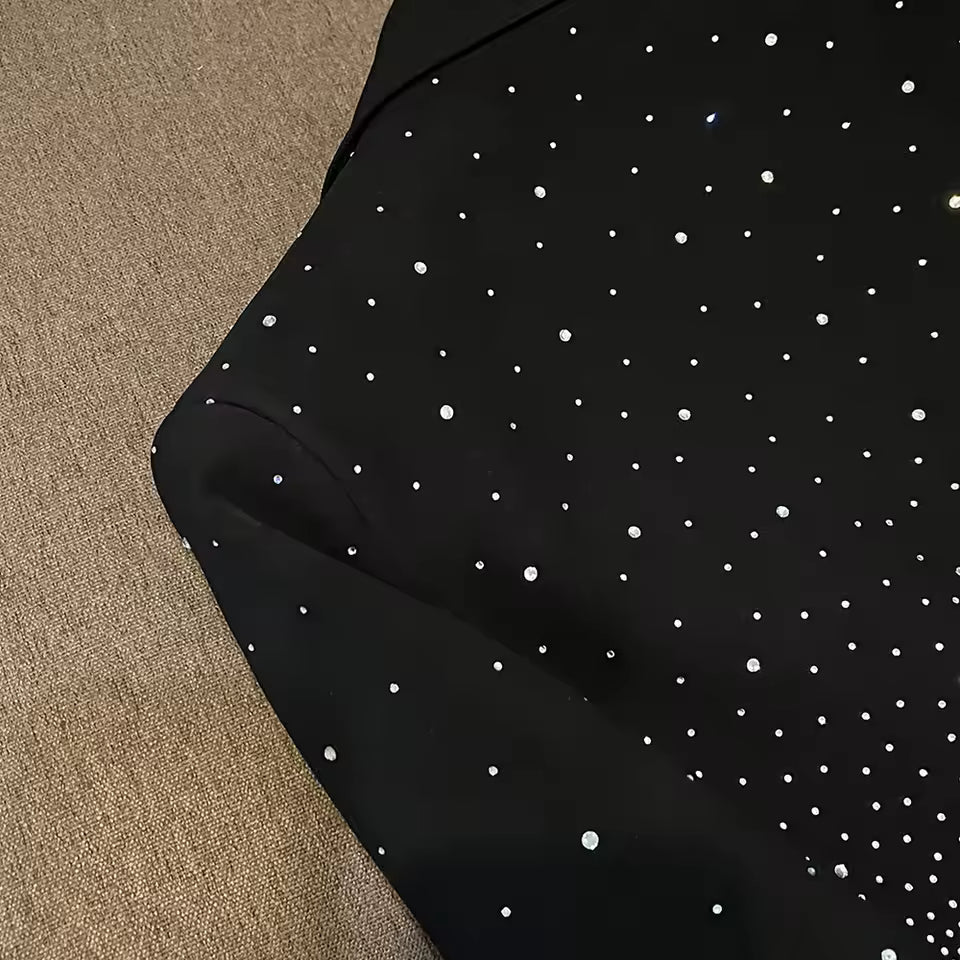 Spliced Diamonds Solid Blazers For Women V Neck Long Sleeve Temperament Coat Female Fashion Style KJA542525