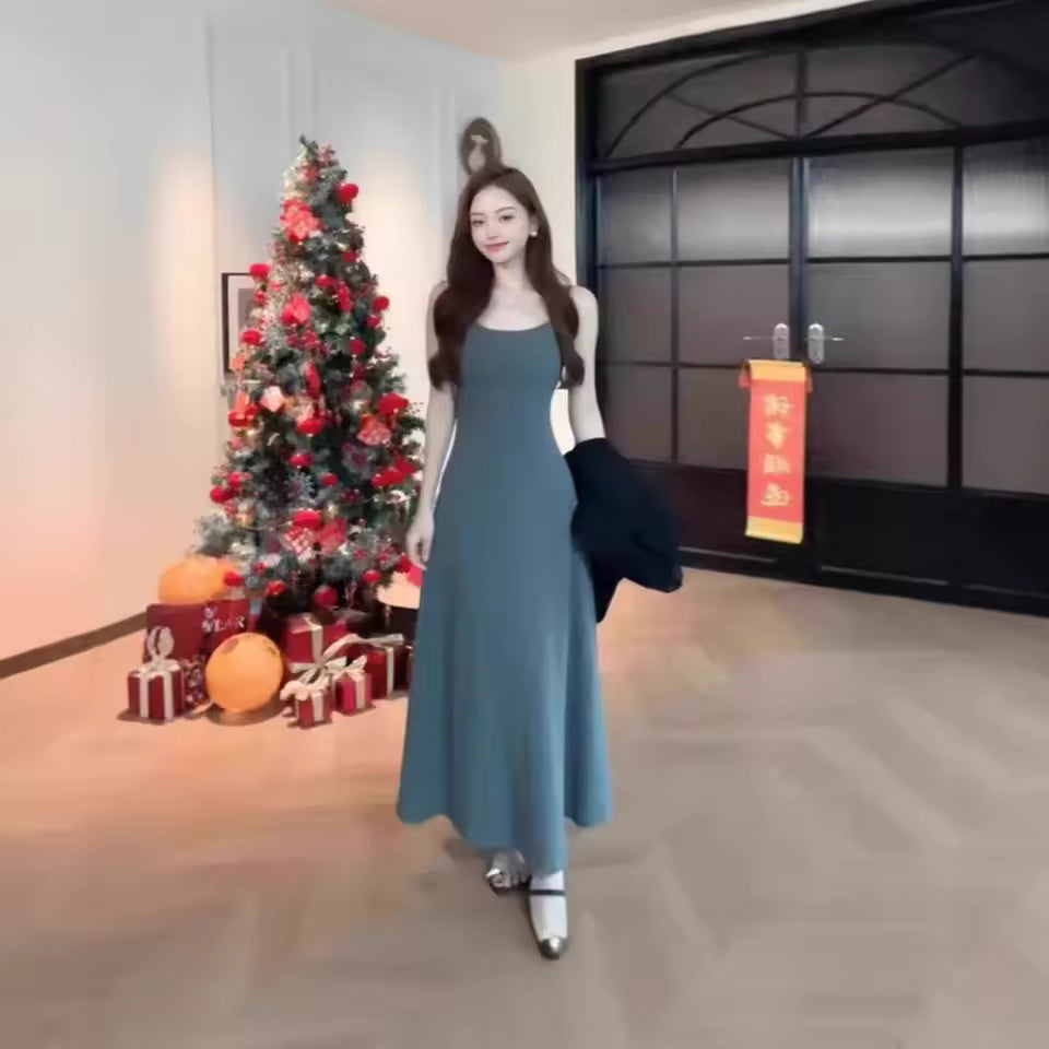 New Chic Long Strapless Dress Women's Inner Wear Slimming Sexy Black Gown for Autumn Summer Outerwear Fashionable Casual Dress